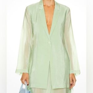 LaPointe Textured Sheer Cupro Aloe Green Women's Blazer - NWOT - Size S